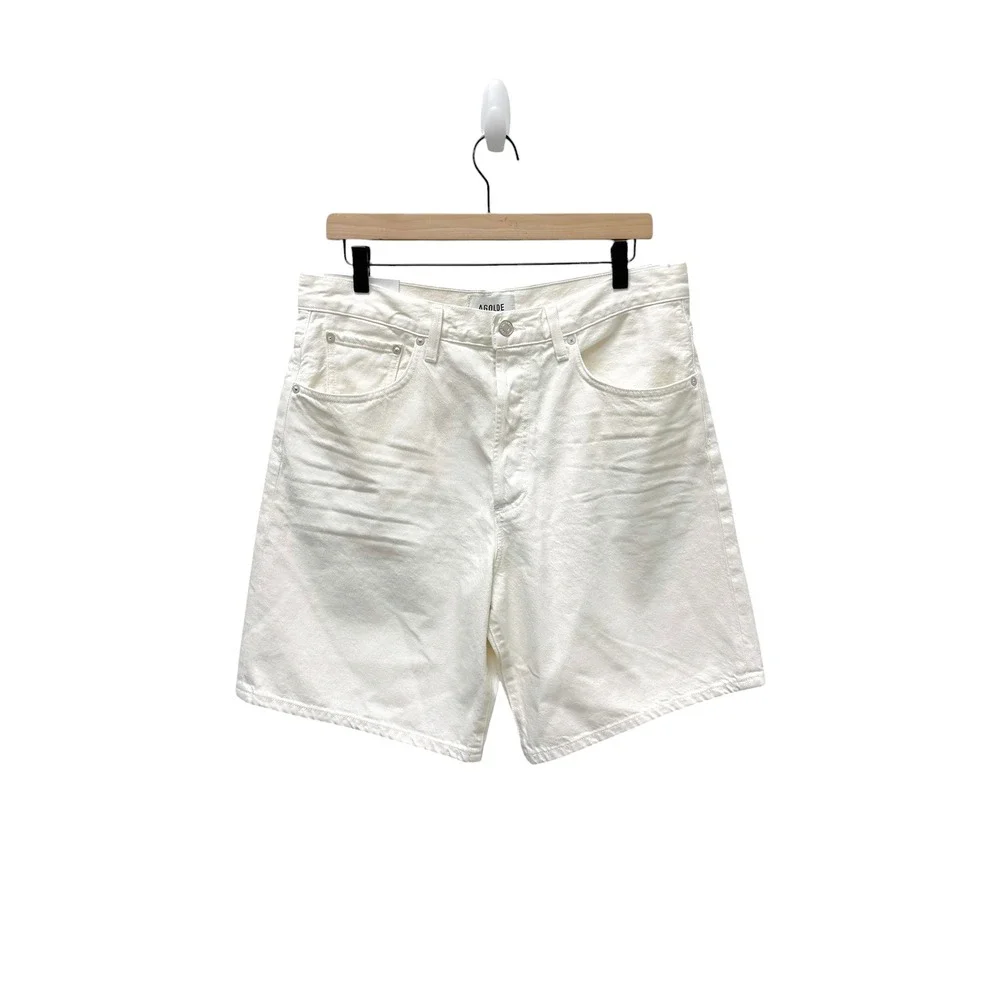 AGOLDE Indra Hip Slung Baggy Denim Shorts Fortune White Size 28 NEW - Picture 3 of 9